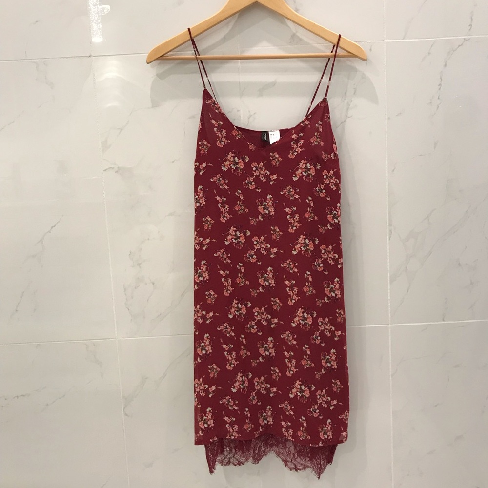 H&M Floral Burgundy Spring/Summer dress